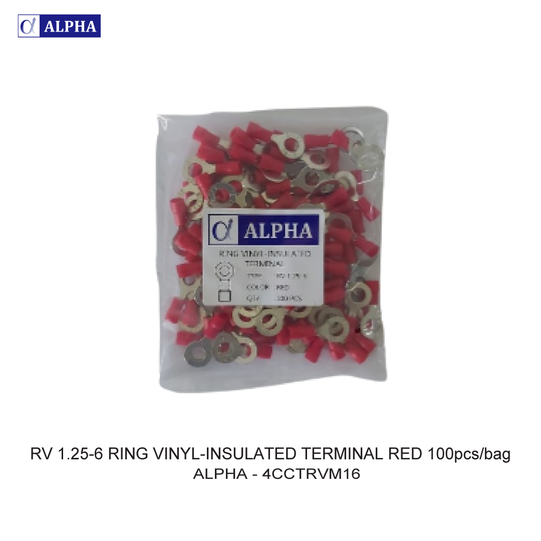 RV 1.25-6 RING VINYL-INSULATED TERMINAL RED 100pcs/bag