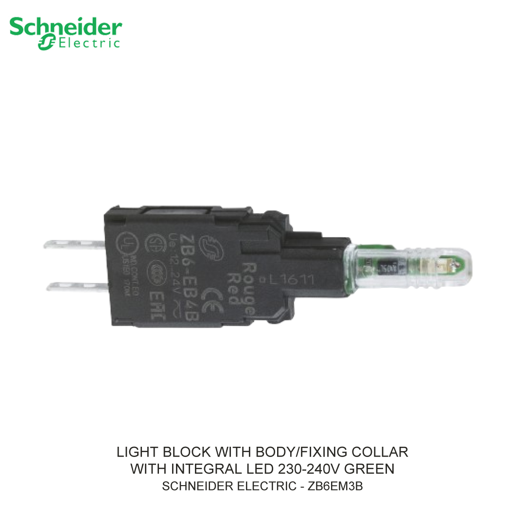 LIGHT BLOCK WITH BODY/FIXING COLLAR WITH INTEGRAL LED 230-240V GREEN