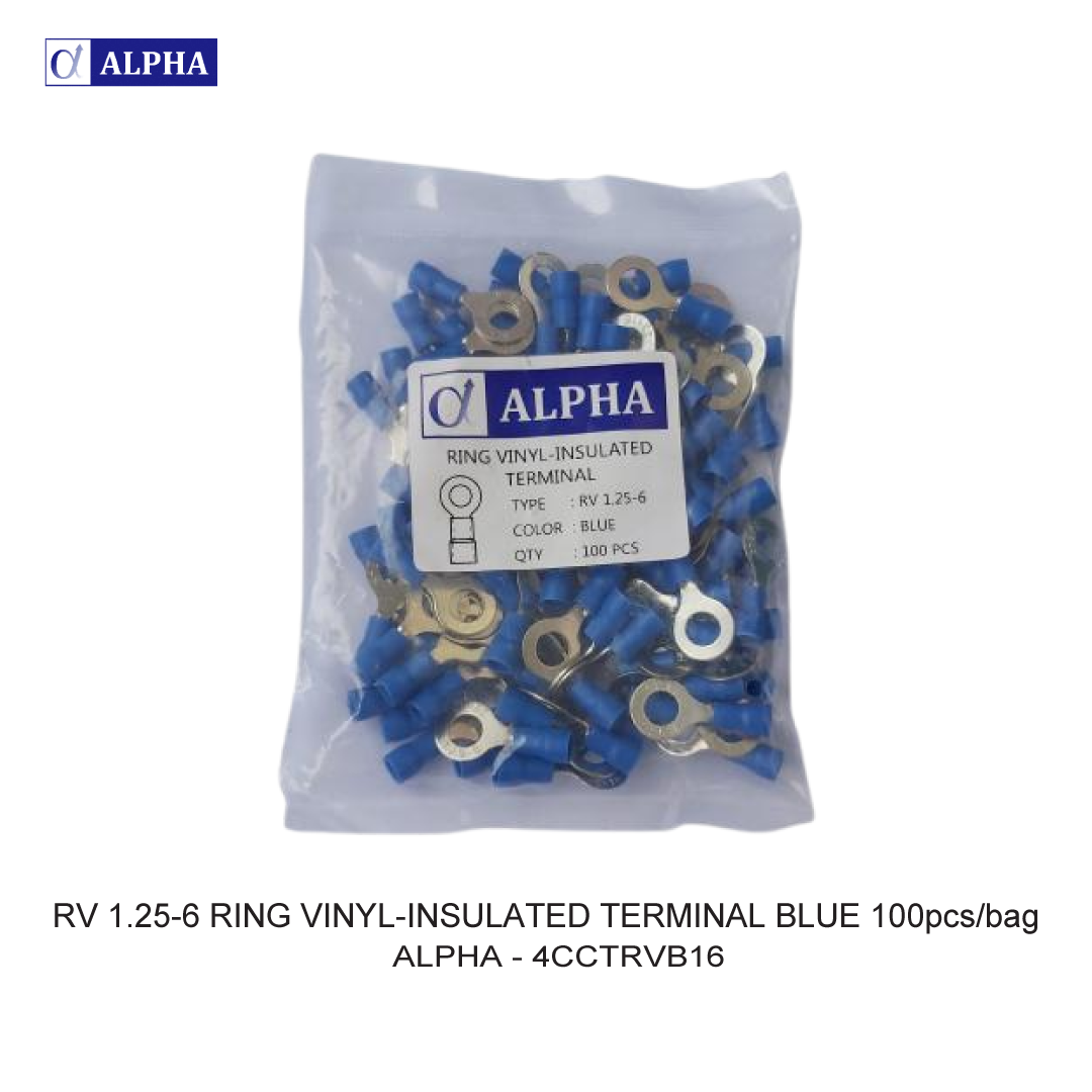 RV 1.25-6 RING VINYL-INSULATED TERMINAL BLUE 100pcs/bag
