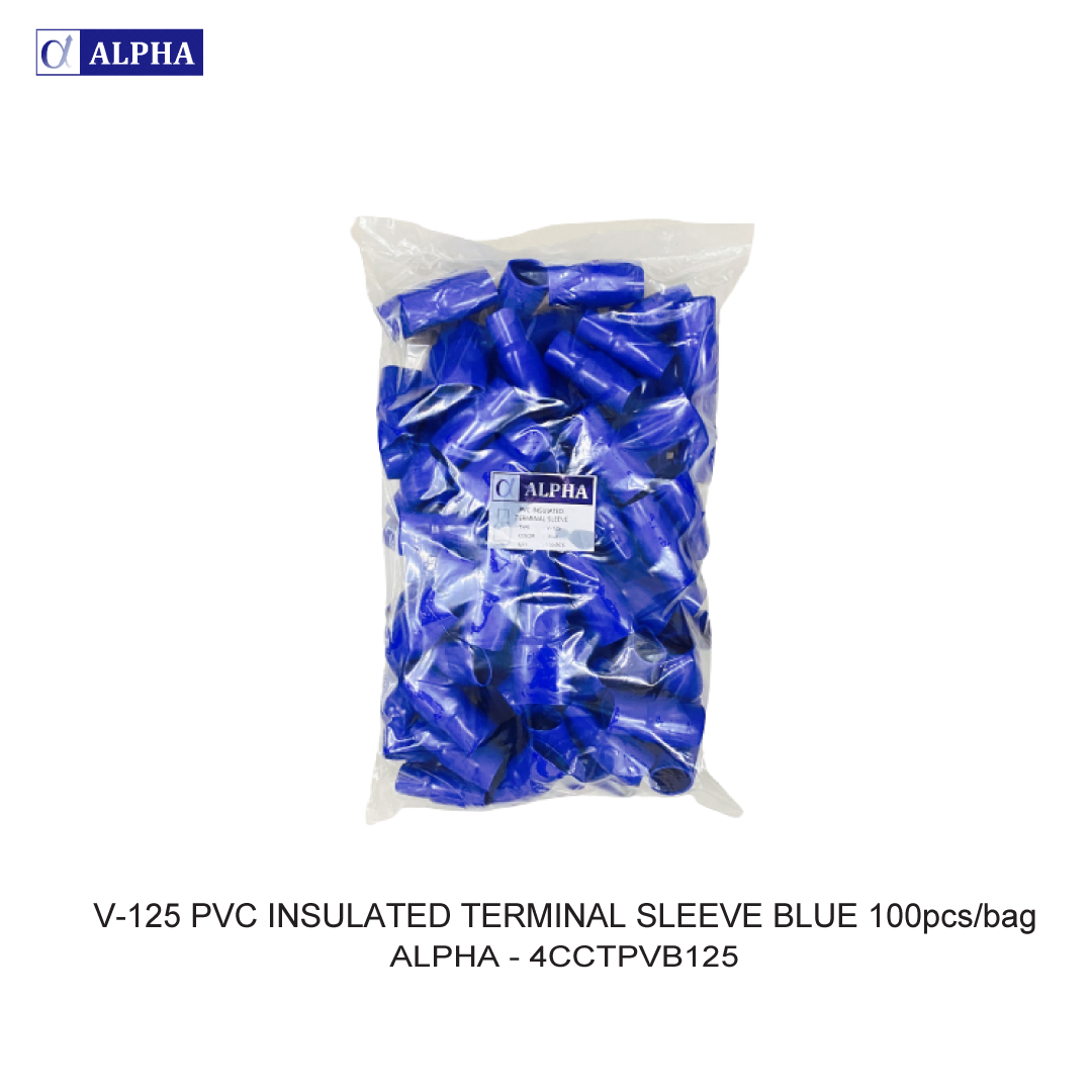 V-125 PVC INSULATED TERMINAL SLEEVE BLUE 100pcs/bag