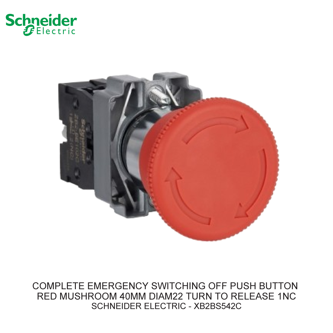 COMPLETE EMERGENCY SWITCHING OFF PUSH BUTTON RED MUSHROOM 40MM DIAM22 TURN TO RELEASE 1NC