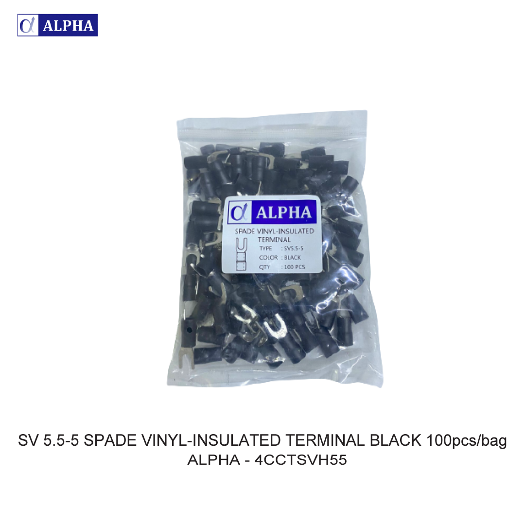 SV  5.5-5 SPADE VINYL-INSULATED TERMINAL BLACK 100pcs/bag