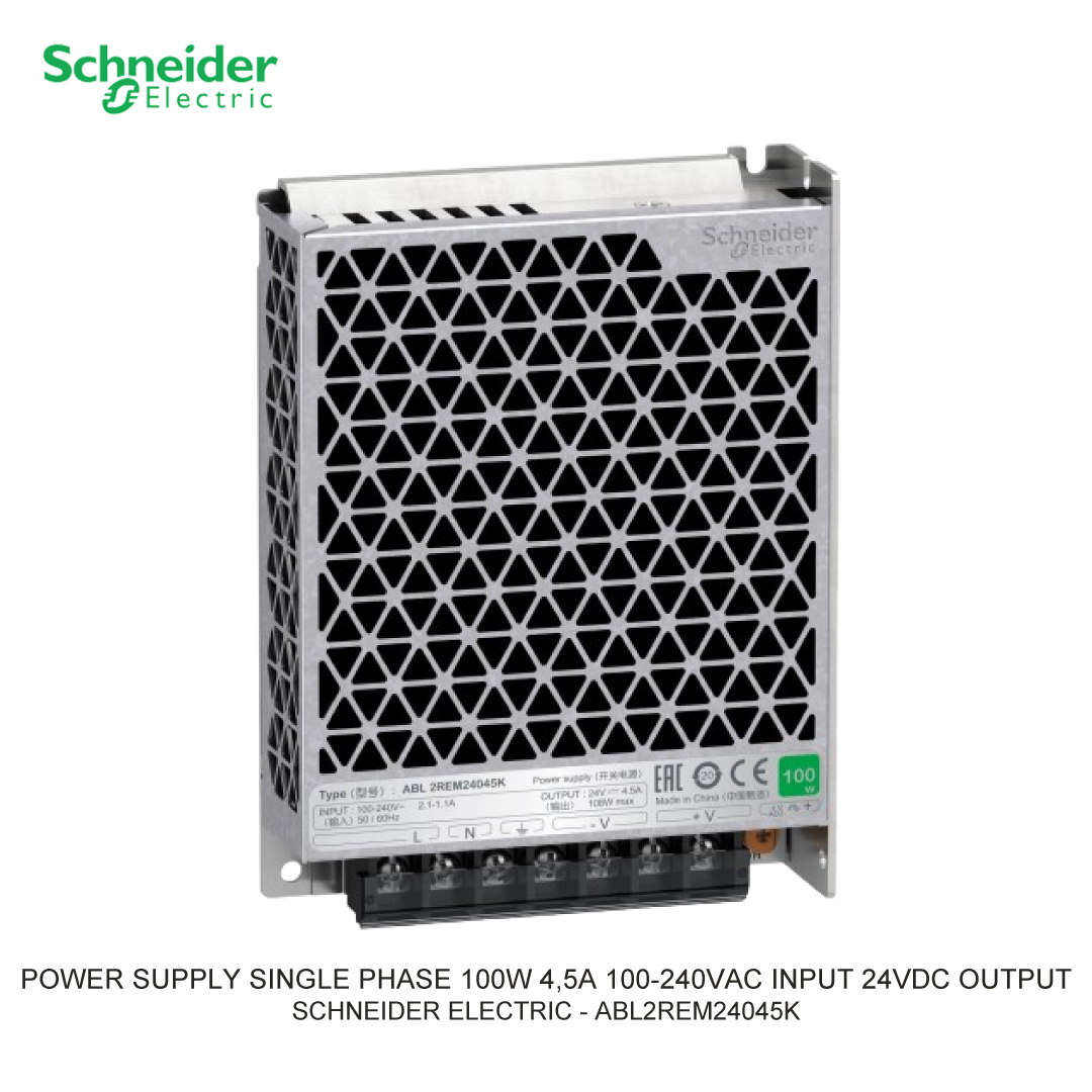 POWER SUPPLY SINGLE PHASE 100W 4,5A 100-240VAC INPUT 24VDC OUTPUT