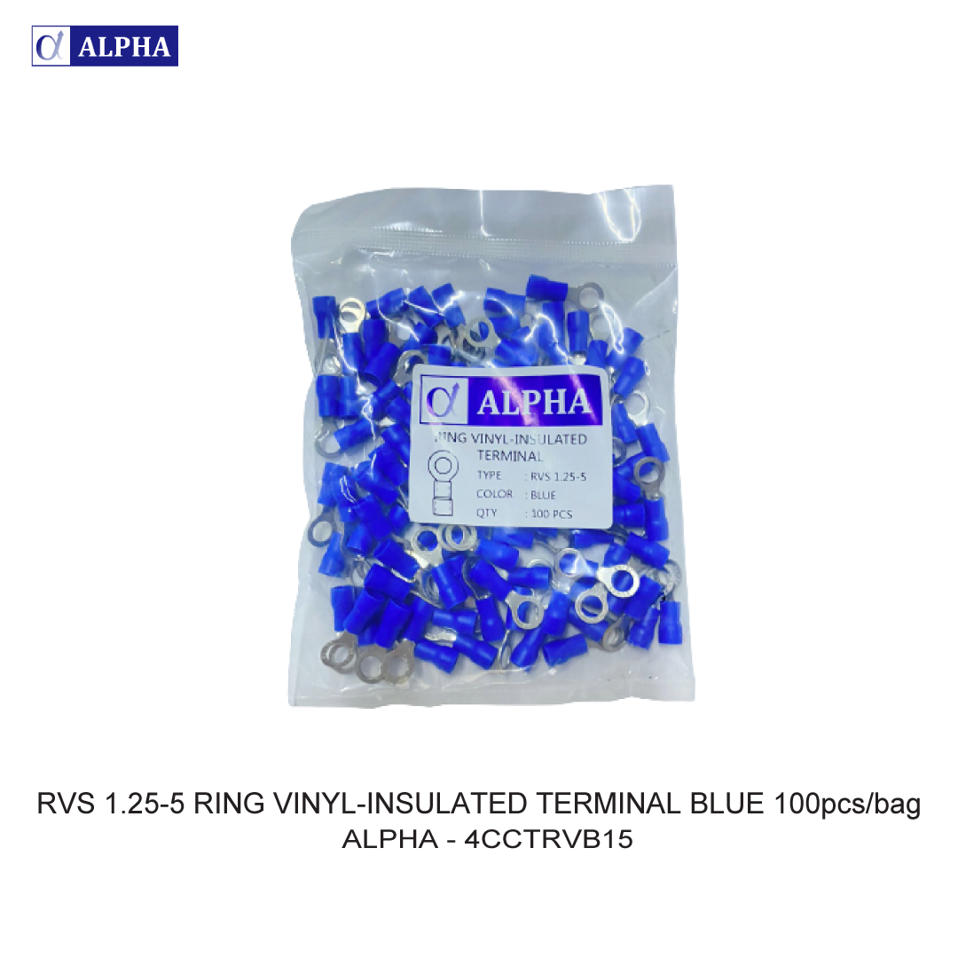 RVS 1.25-5 RING VINYL-INSULATED TERMINAL BLUE 100pcs/bag