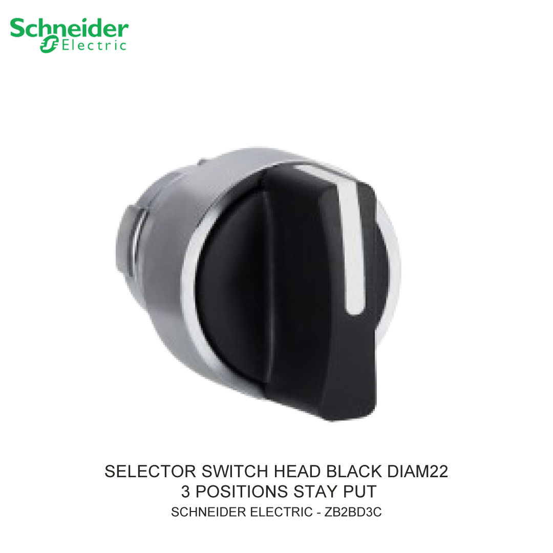 SELECTOR SWITCH HEAD BLACK DIAM22 3 POSITIONS STAY PUT