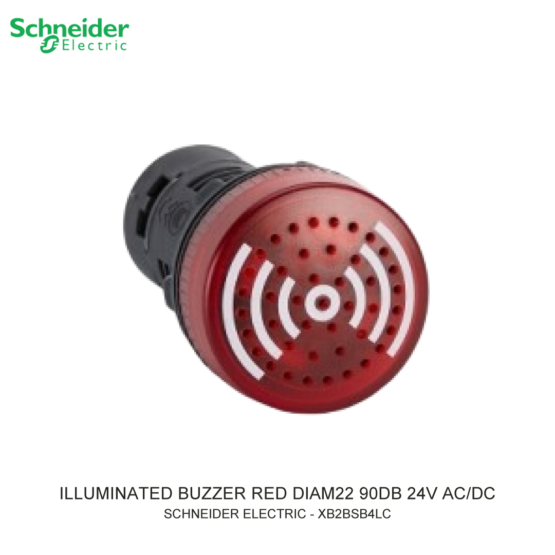 ILLUMINATED BUZZER RED DIAM22 90DB 24V AC/DC