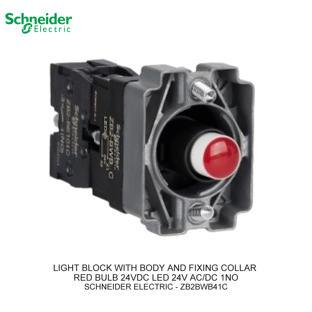 LIGHT BLOCK WITH BODY AND FIXING COLLAR RED BULB 24VDC LED 24V AC/DC 1NO