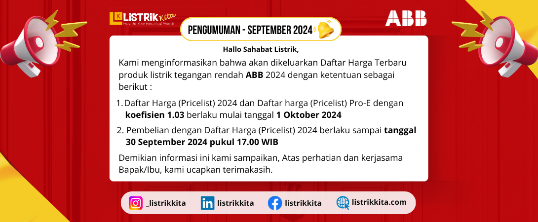 INFORMASI PRICELIST TERBARU PRODUK TEGANGAN RENDAH ABB 2024