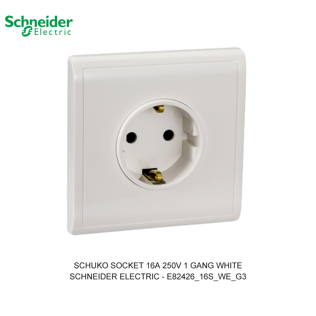 SCHUKO SOCKET 16A 250V 1 GANG WHITE