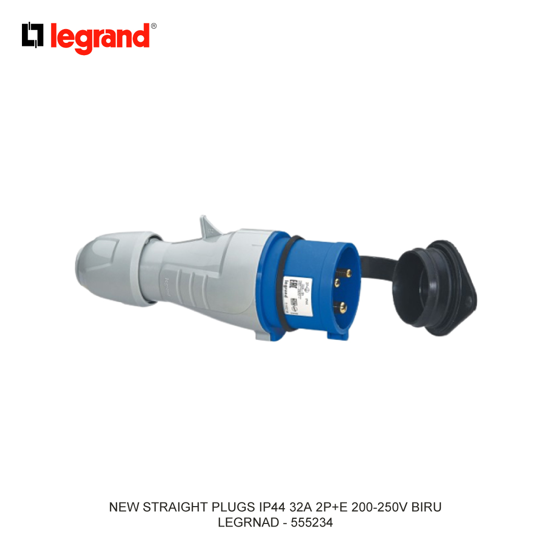 NEW STRAIGHT PLUGS IP44 32A 2P+E 200-250V BIRU
