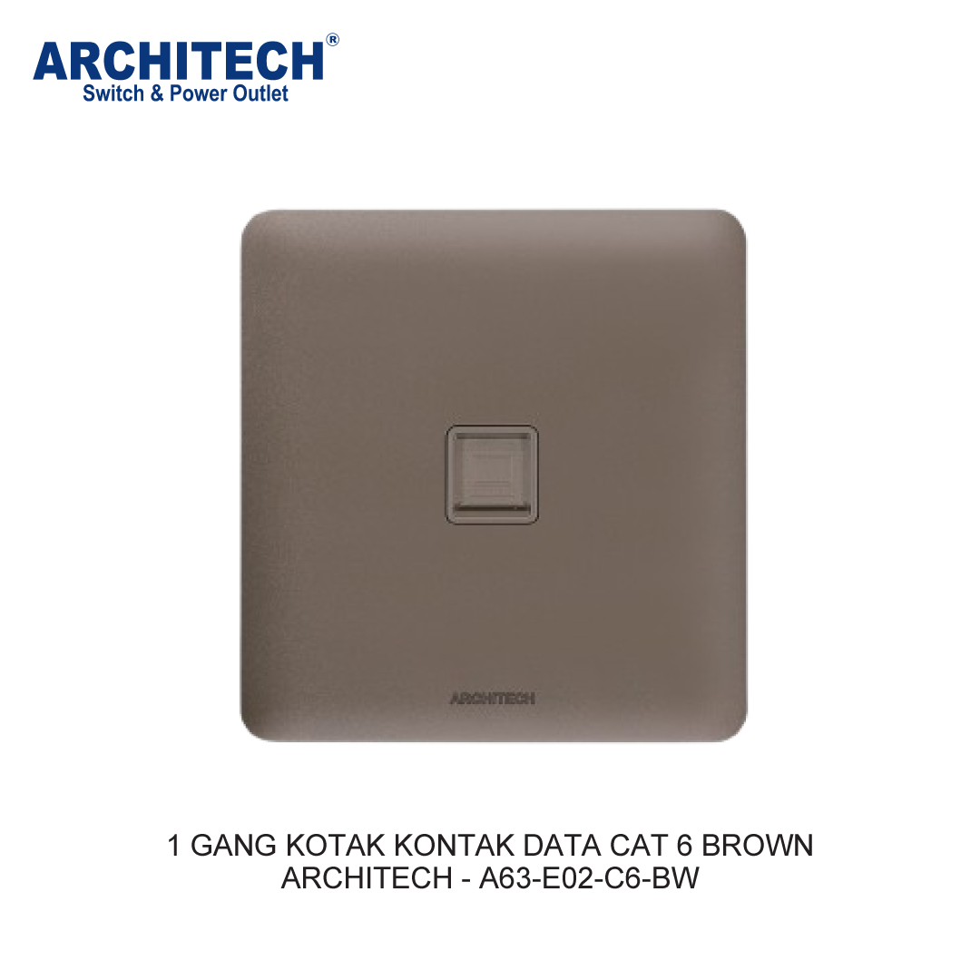 1 GANG KOTAK KONTAK DATA CAT 6 COKLAT