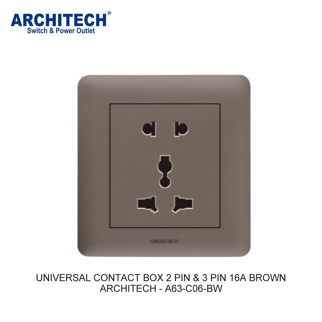 KOTAK KONTAK UNIVERSAL 2 PIN & 3 PIN 16A COKLAT