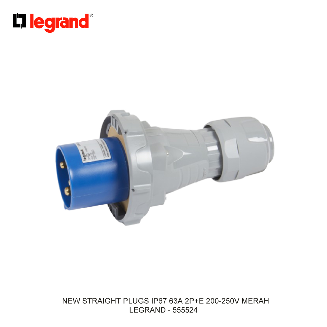 NEW STRAIGHT PLUGS IP67 63A 2P+E 200-250V BIRU