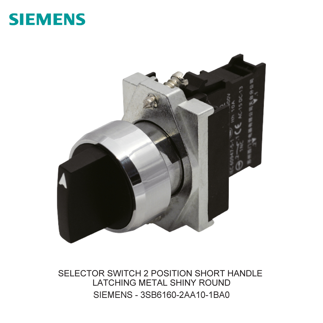 SELECTOR SWITCH 2 POSITION SHORT HANDLE LATCHING METAL SHINY ROUND