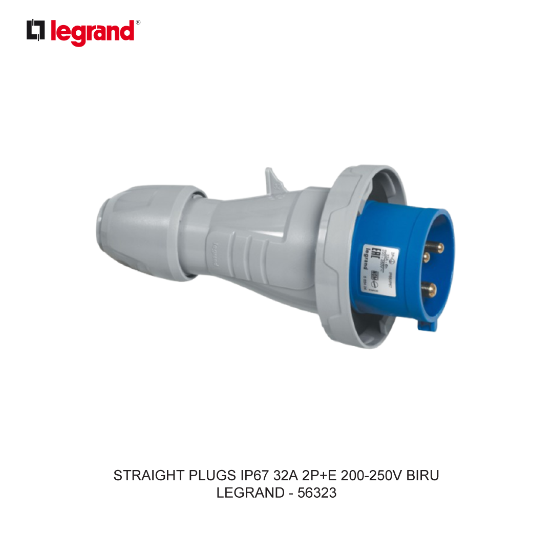 STRAIGHT PLUGS IP67 32A 2P+E 200-250V BIRU