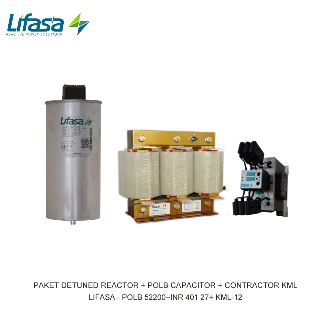LIFASA PAKET DETUNED REACTOR + POLB CAPACITOR 525V + CONTRACTOR KML 12.5kVAR 400/415V