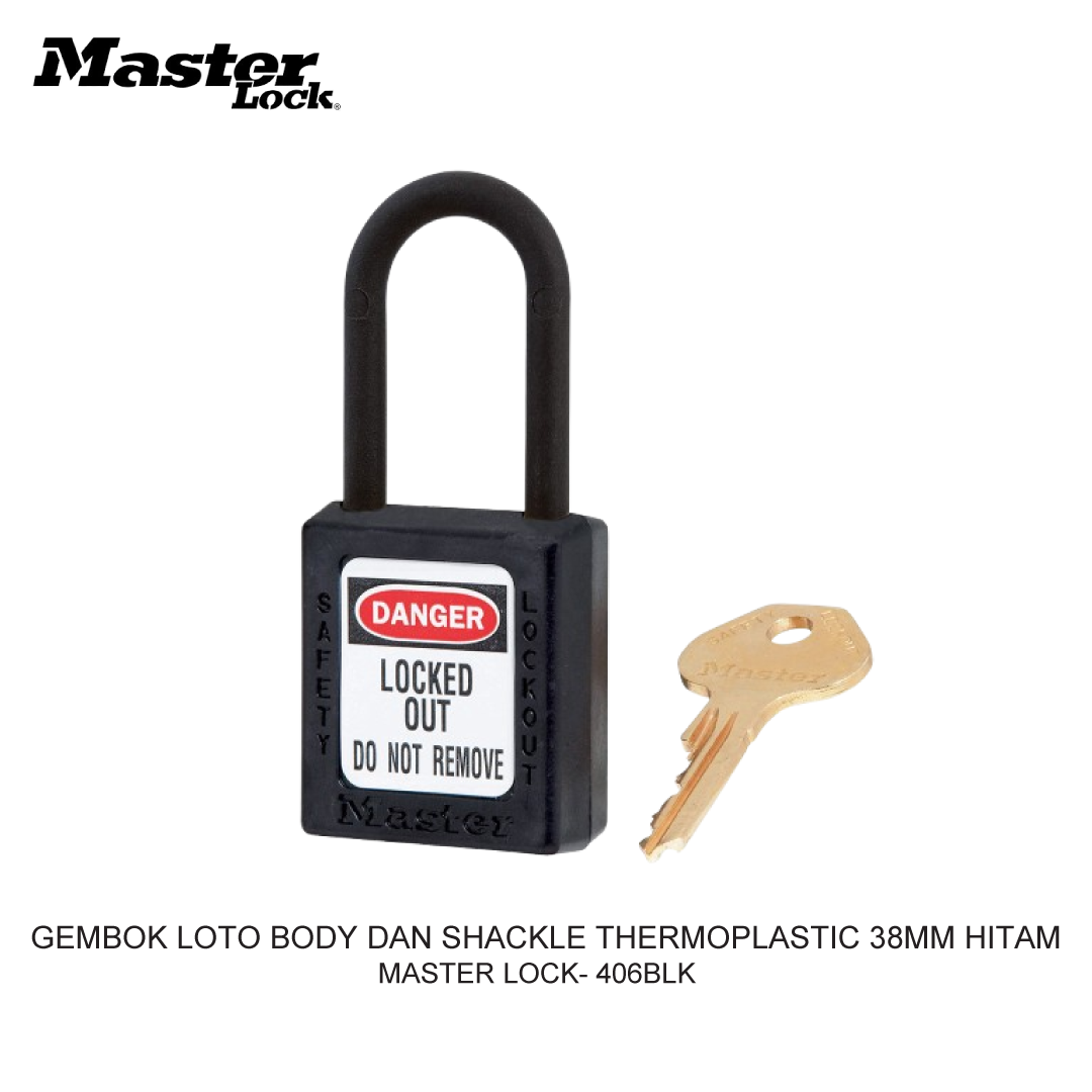 GEMBOK LOTO BODY DAN SHACKLE THERMOPLASTIC 38MM HITAM
