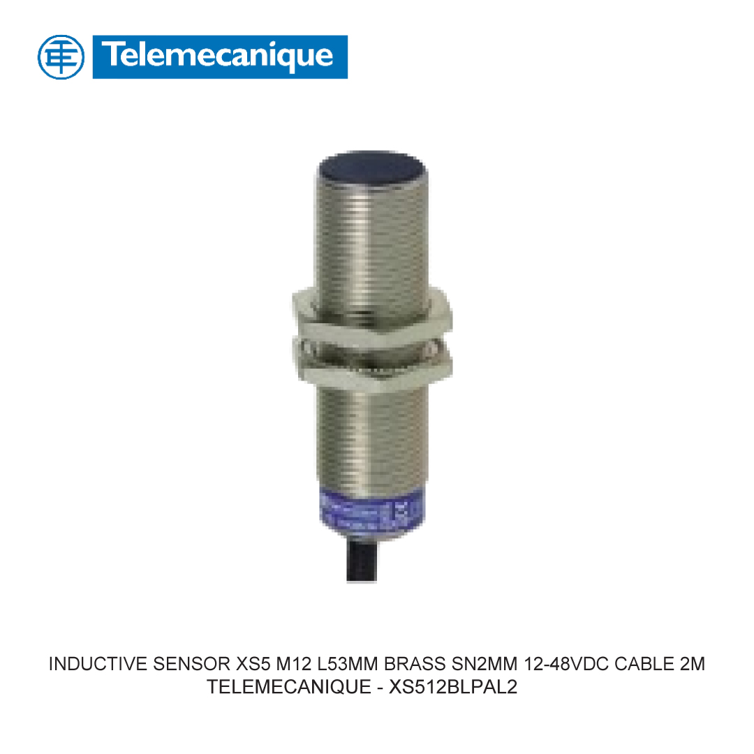 INDUCTIVE SENSOR XS5 M12 L53MM BRASS SN2MM 12-48VDC CABLE 2M