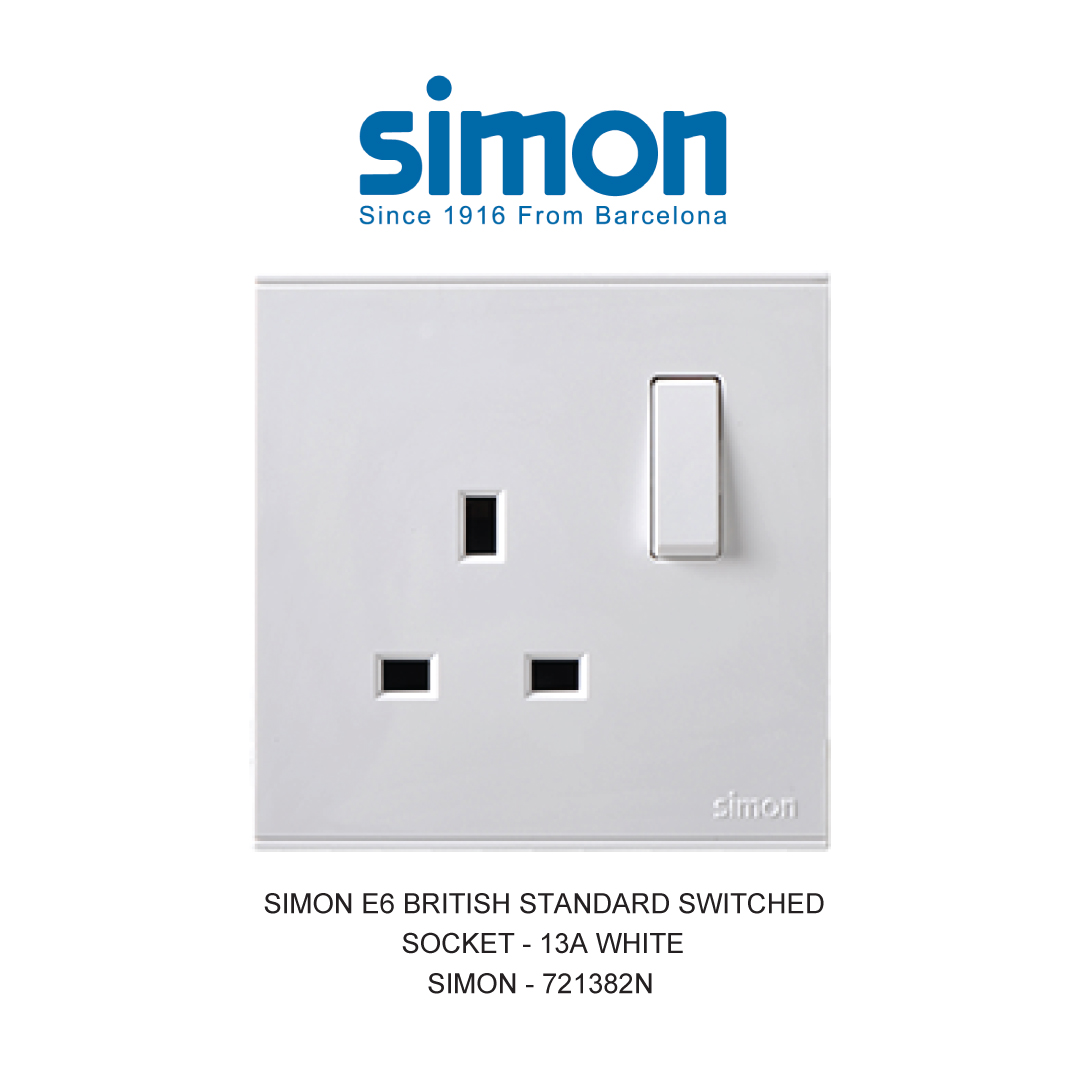 SIMON E6 STOP KONTAK STANDAR INGGRIS - 13A PUTIH