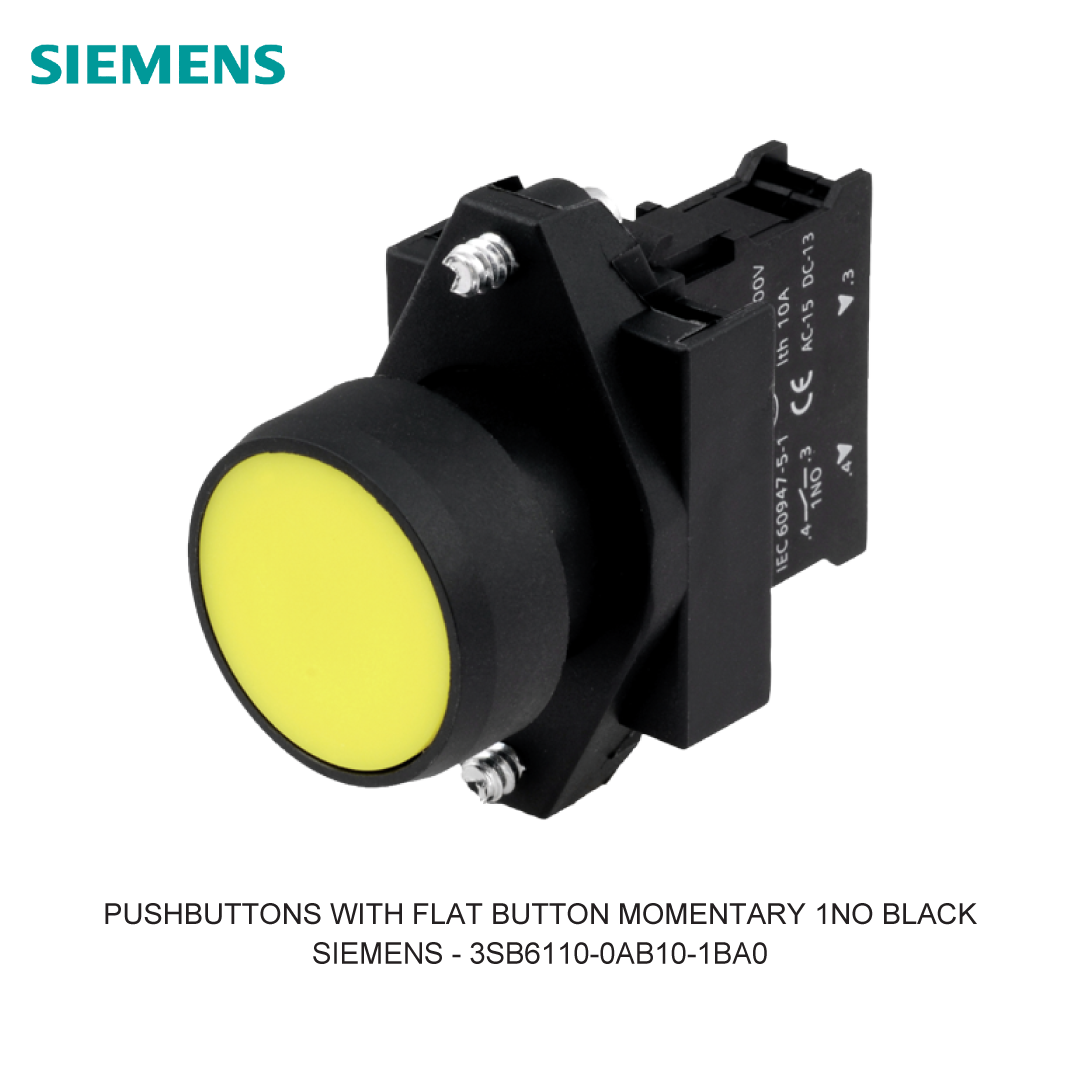 PUSHBUTTONS WITH FLAT BUTTON MOMENTARY 1NO BLACK