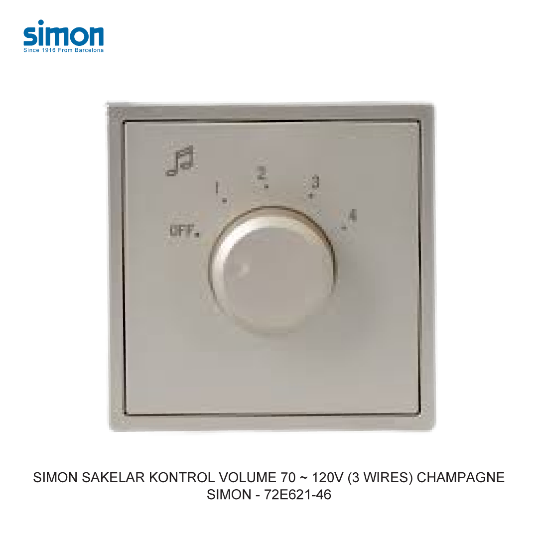 SIMON E6 70-120V VOLUME CONTROL SWITCH (3 WIRES) CHAMPAGNE