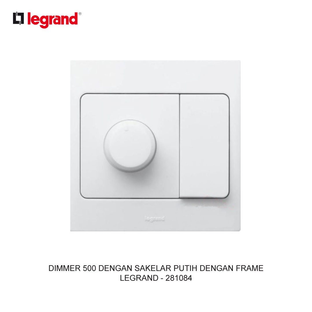 DIMMER 500 WITH SWITCH WHITE WITH FRAME