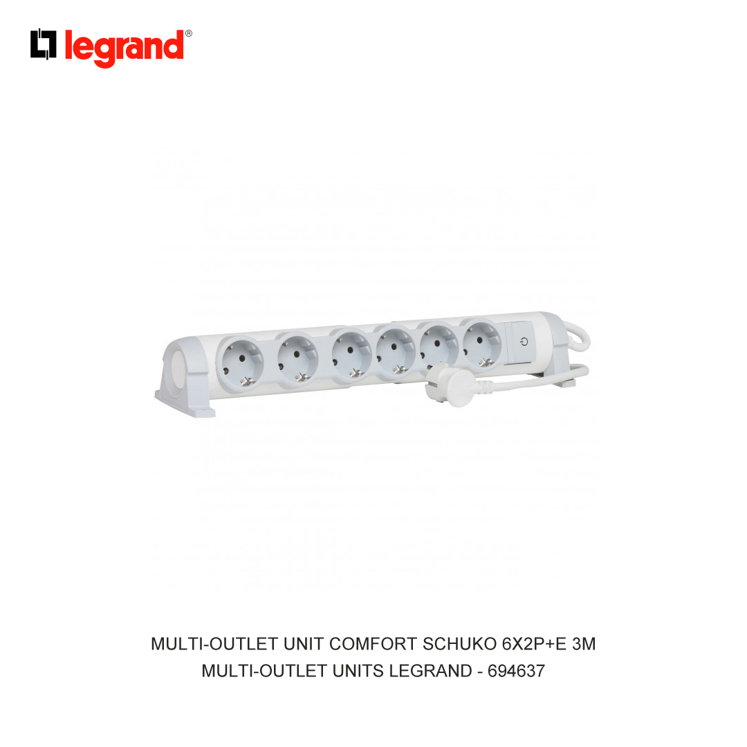 MULTI-OUTLET UNIT COMFORT SCHUKO 6X2P+E 3M