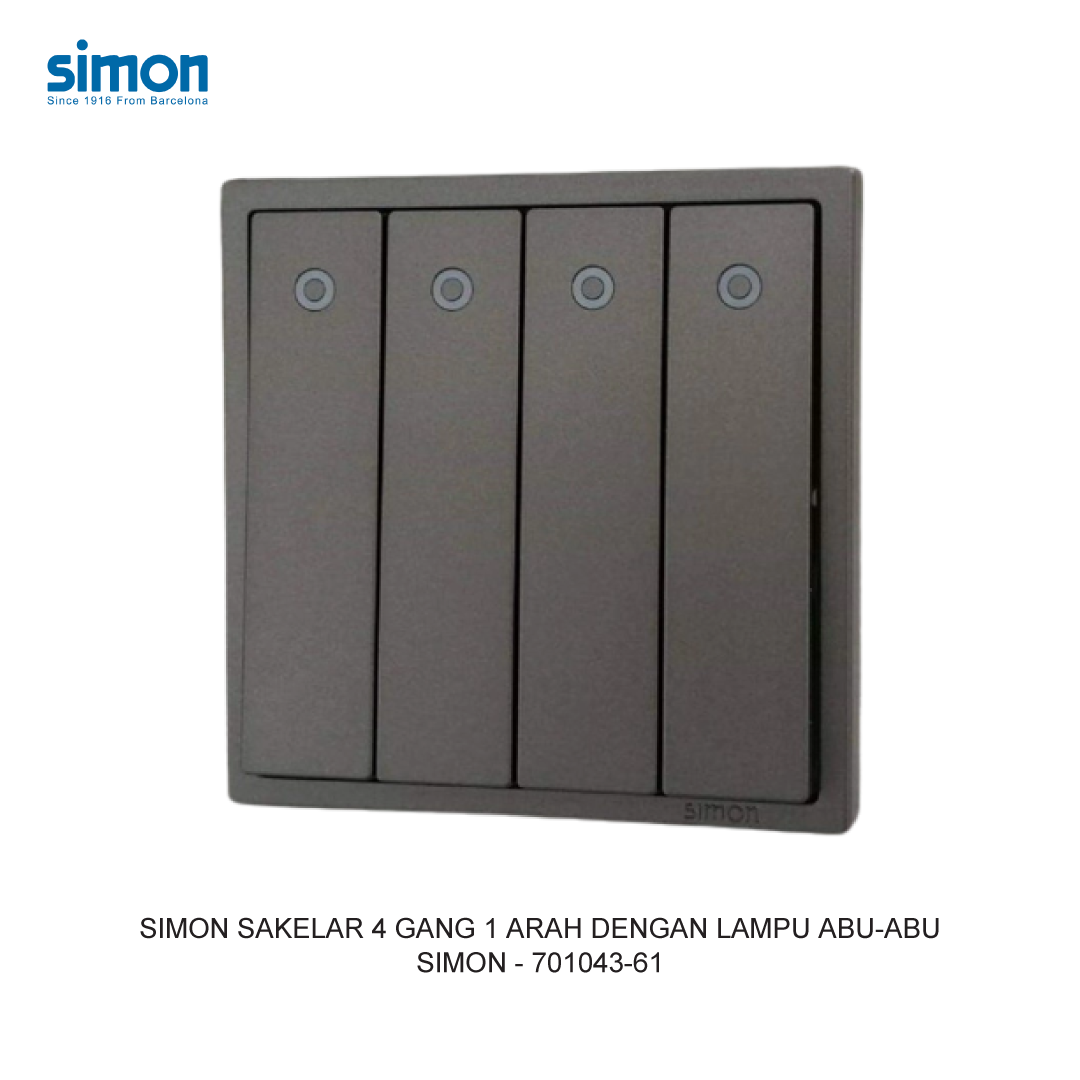 SIMON i7 SAKELAR 4 GANG 1 ARAH DENGAN LAMPU ABU-ABU