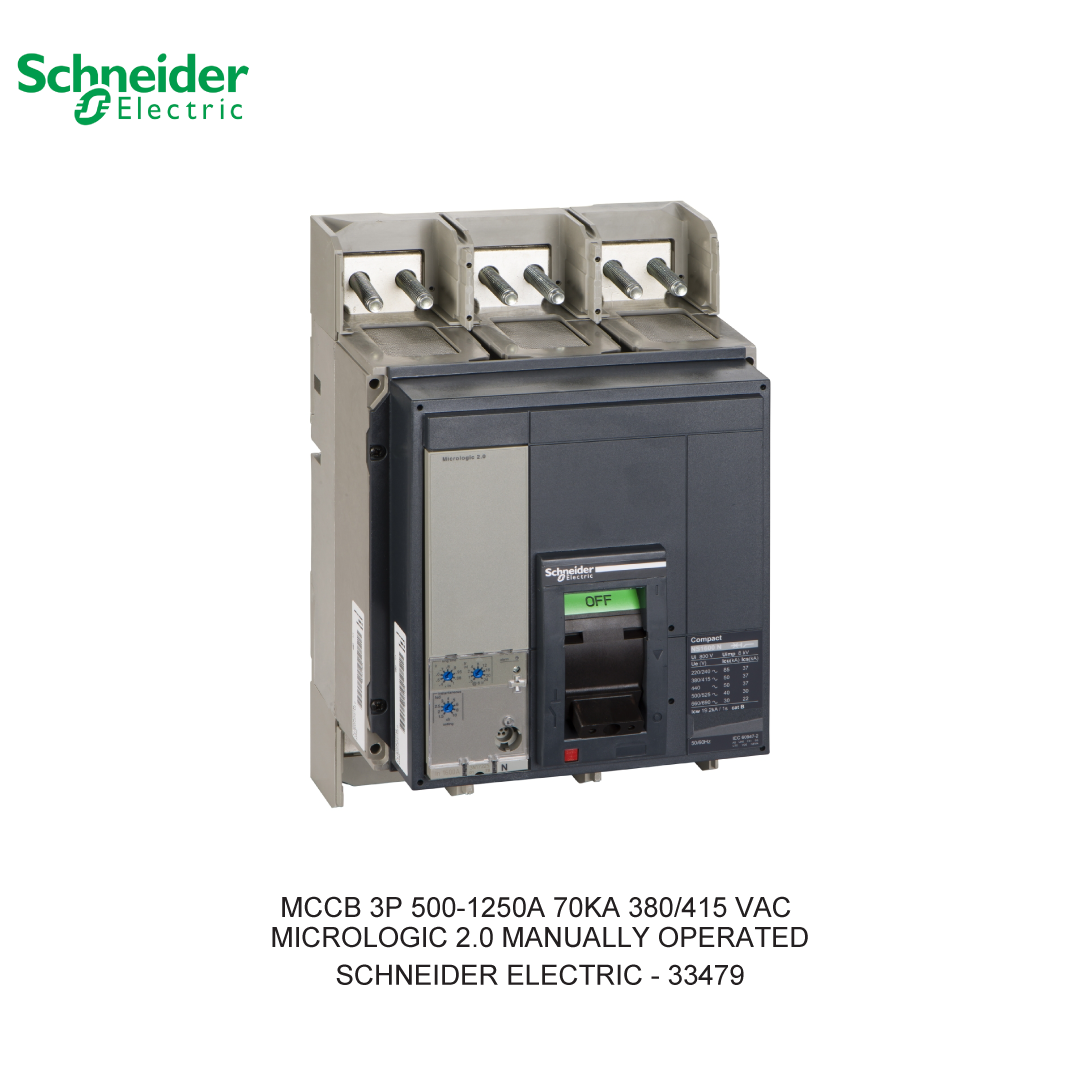 MCCB 3P 500-1250A 70KA 380/415VAC MICROLOGIC 2.0 MANUALLY OPERATED