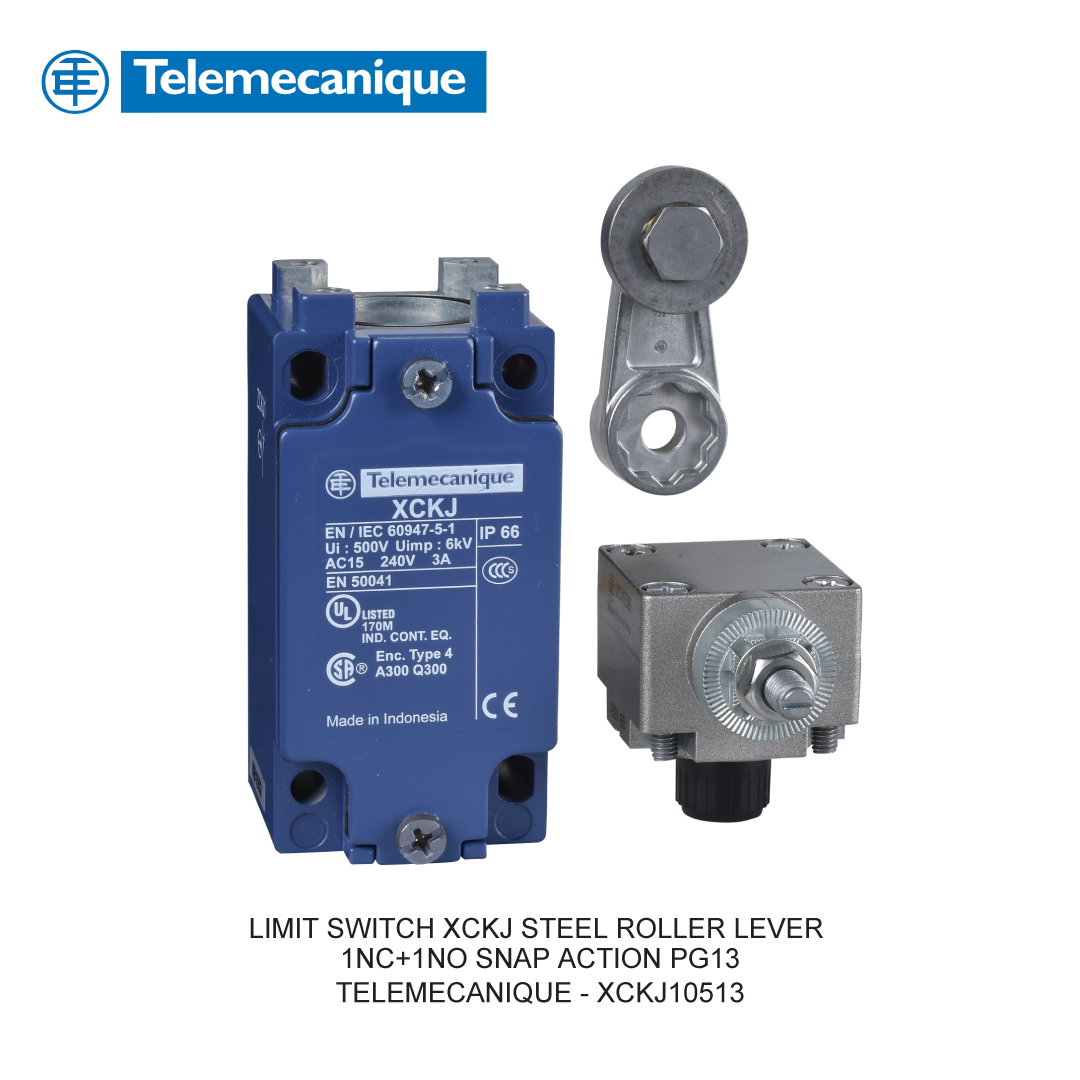 LIMIT SWITCH XCKJ STEEL ROLLER LEVER 1NC+1NO SNAP ACTION PG13