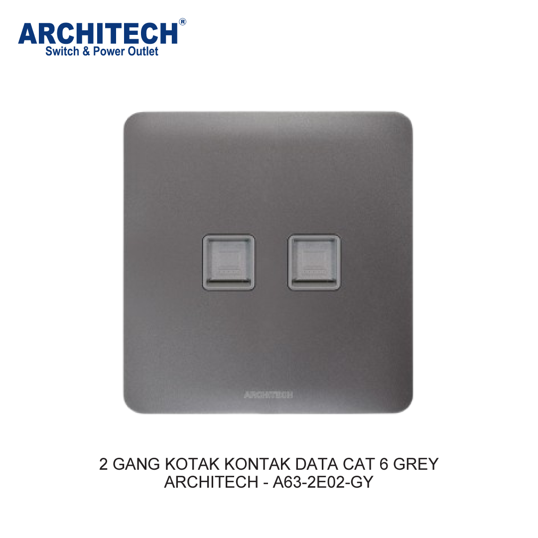 2 GANG KOTAK KONTAK DATA CAT 6 ABU-ABU
