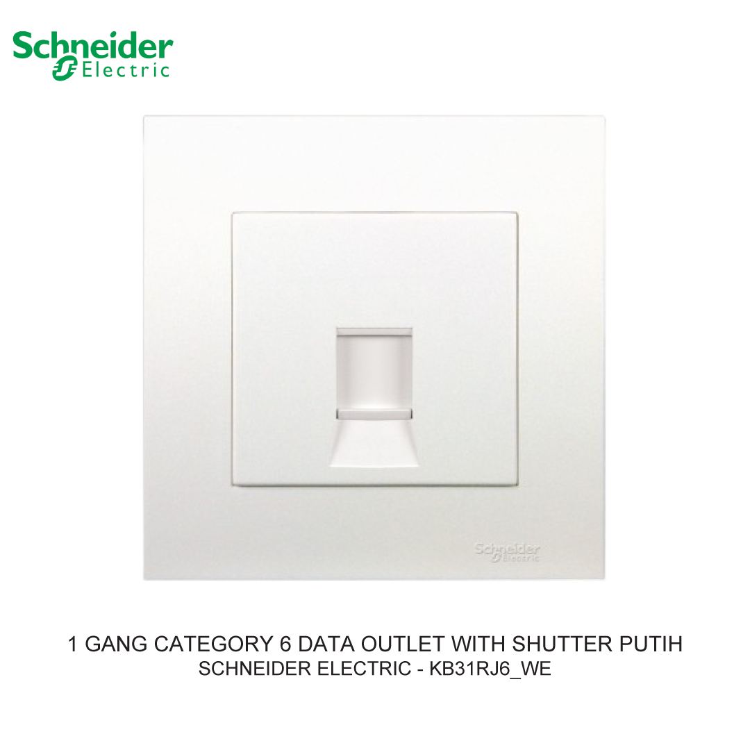 1 GANG CATEGORY 6 DATA OUTLET WITH SHUTTER PUTIH