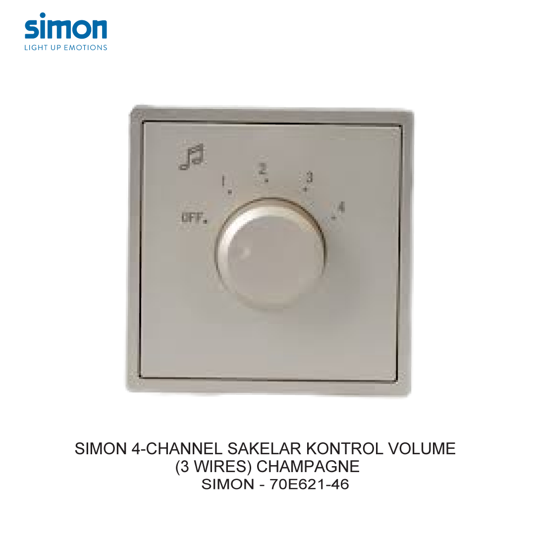 SIMON i7 4-CHANNEL SAKELAR KONTROL VOLUME (3 WIRES) CHAMPAGNE