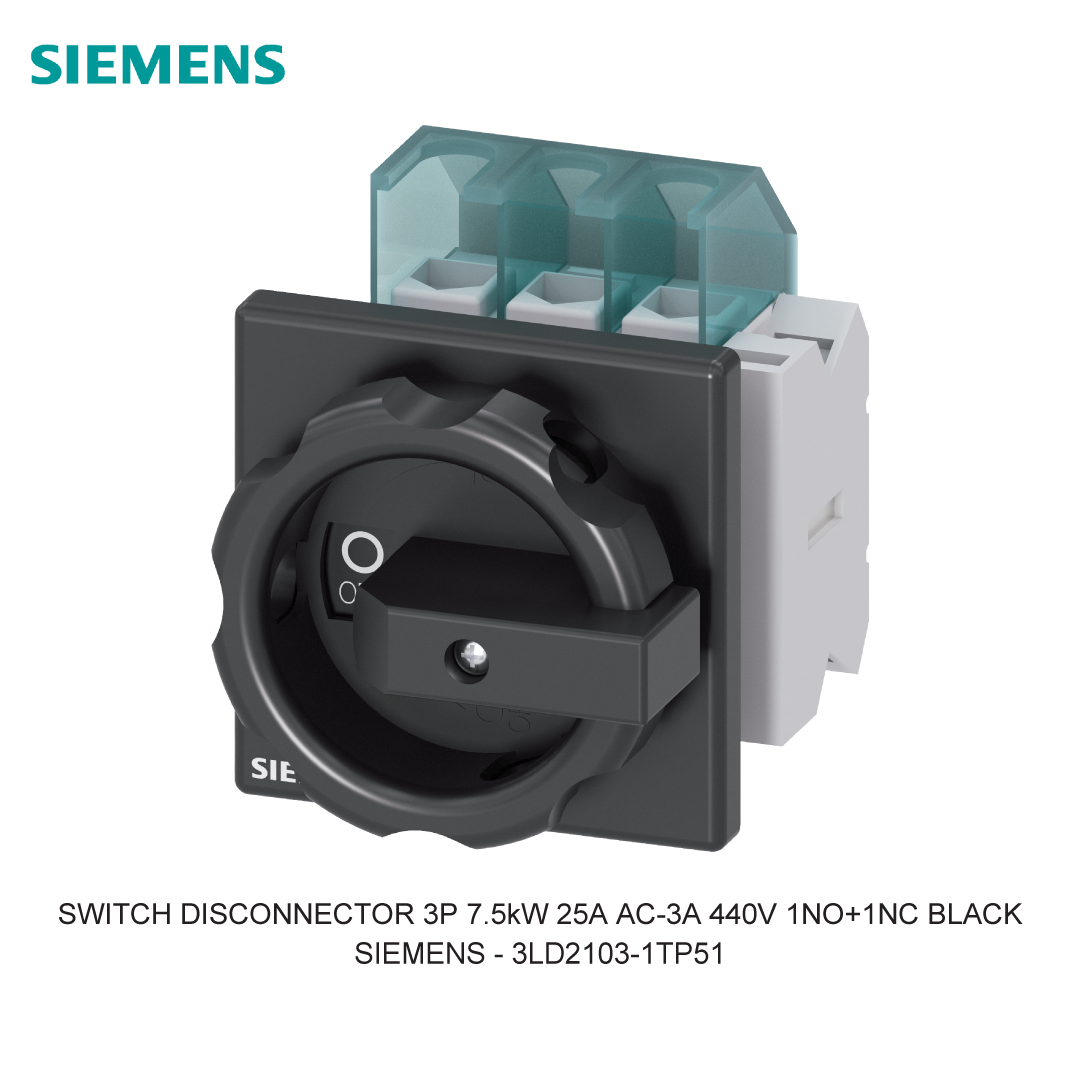 SWITCH DISCONNECTOR 3P 7.5kW 25A AC-3A 440V 1NO+1NC BLACK