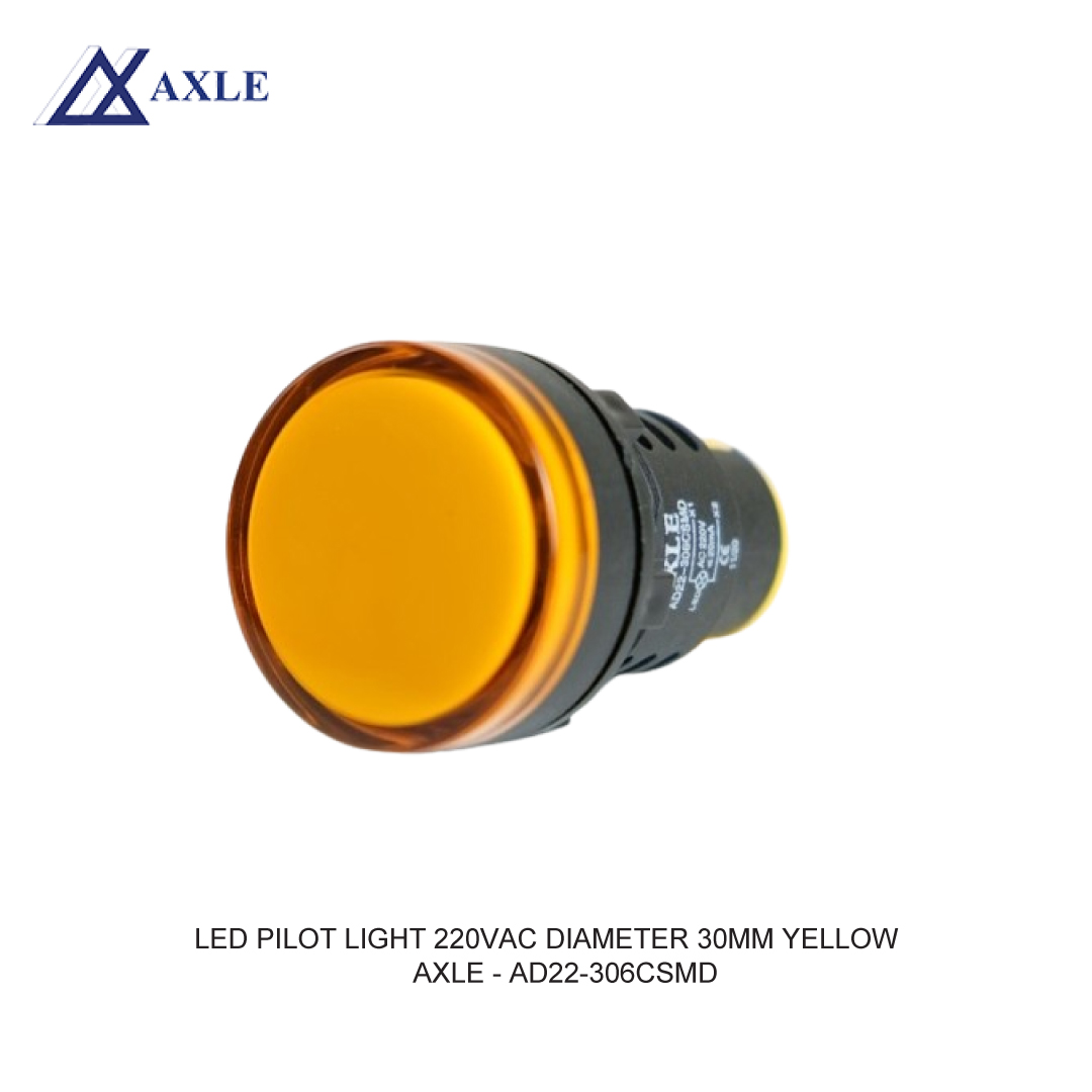 AXLE LED PILOT LIGHT 220VAC DIAMETER 30MM YELLOW
