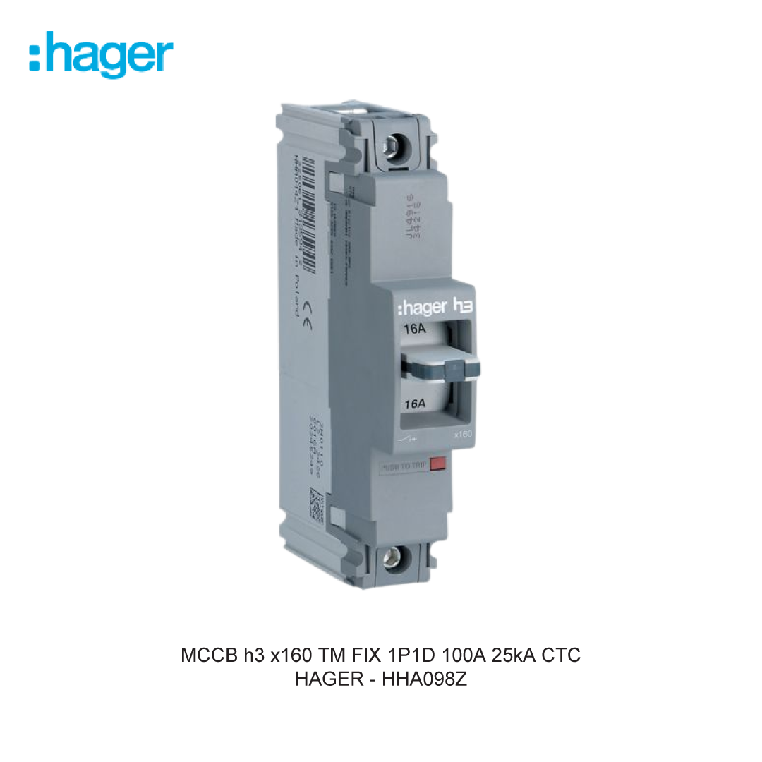 MCCB h3 x160 TM FIX 1P1D 100A 25kA CTC