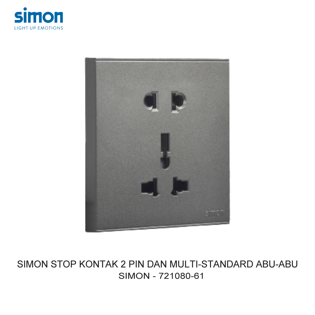SIMON E6 2 PIN SOCKET AND MULTI-STANDARD SOCKET MODULE GREY