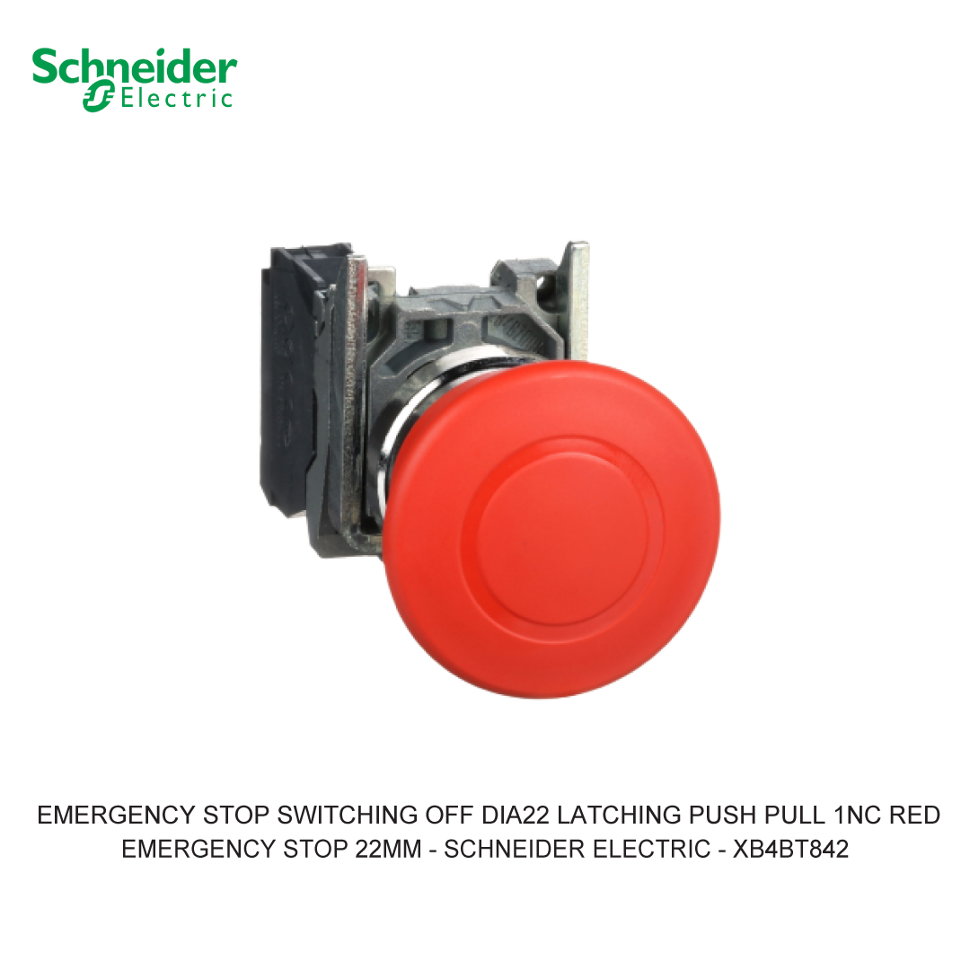 EMERGENCY STOP SWITCHING OFF DIA22 LATCHING PUSH PULL 1NC RED