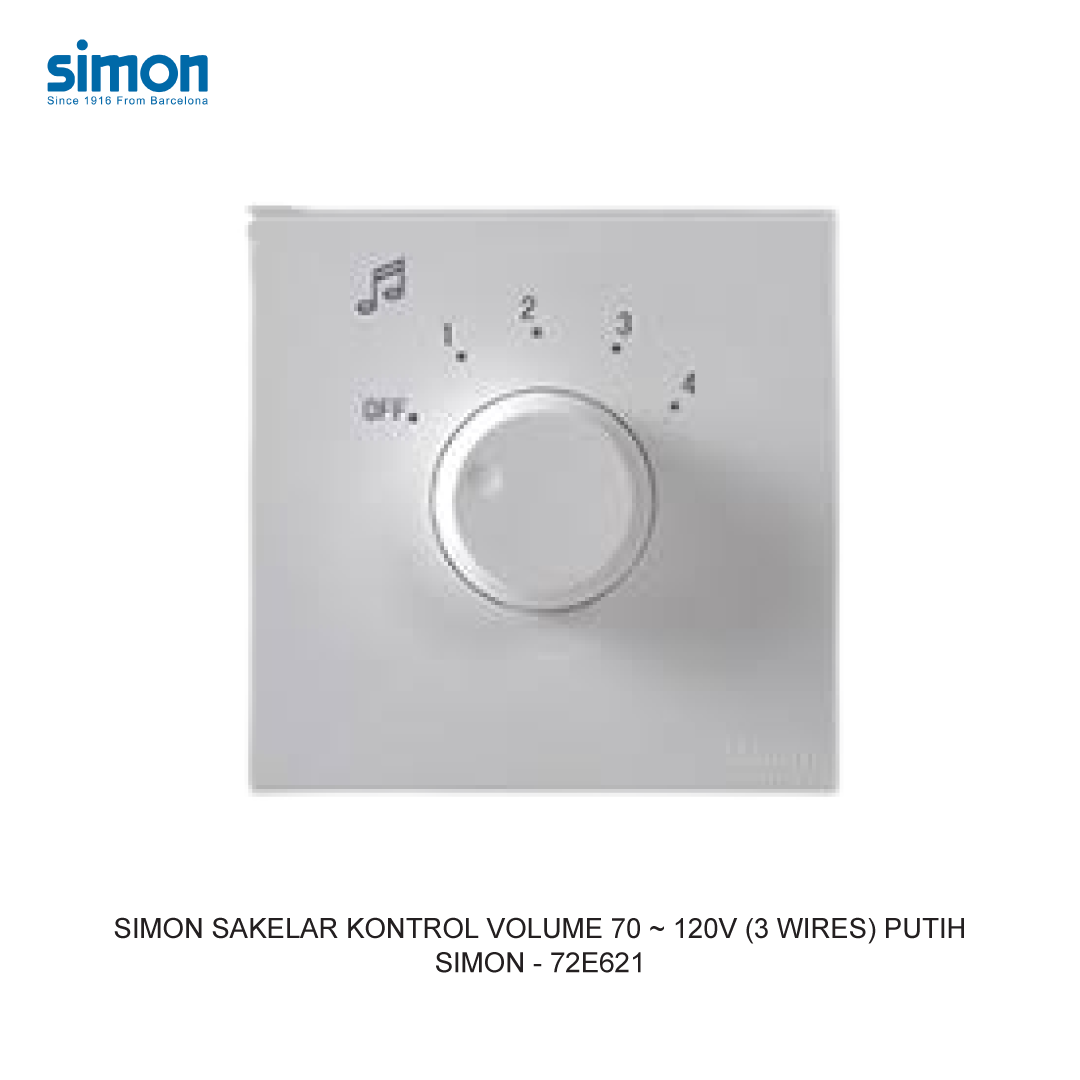 SIMON E6 70-120V VOLUME CONTROL SWITCH (3 WIRES) WHITE