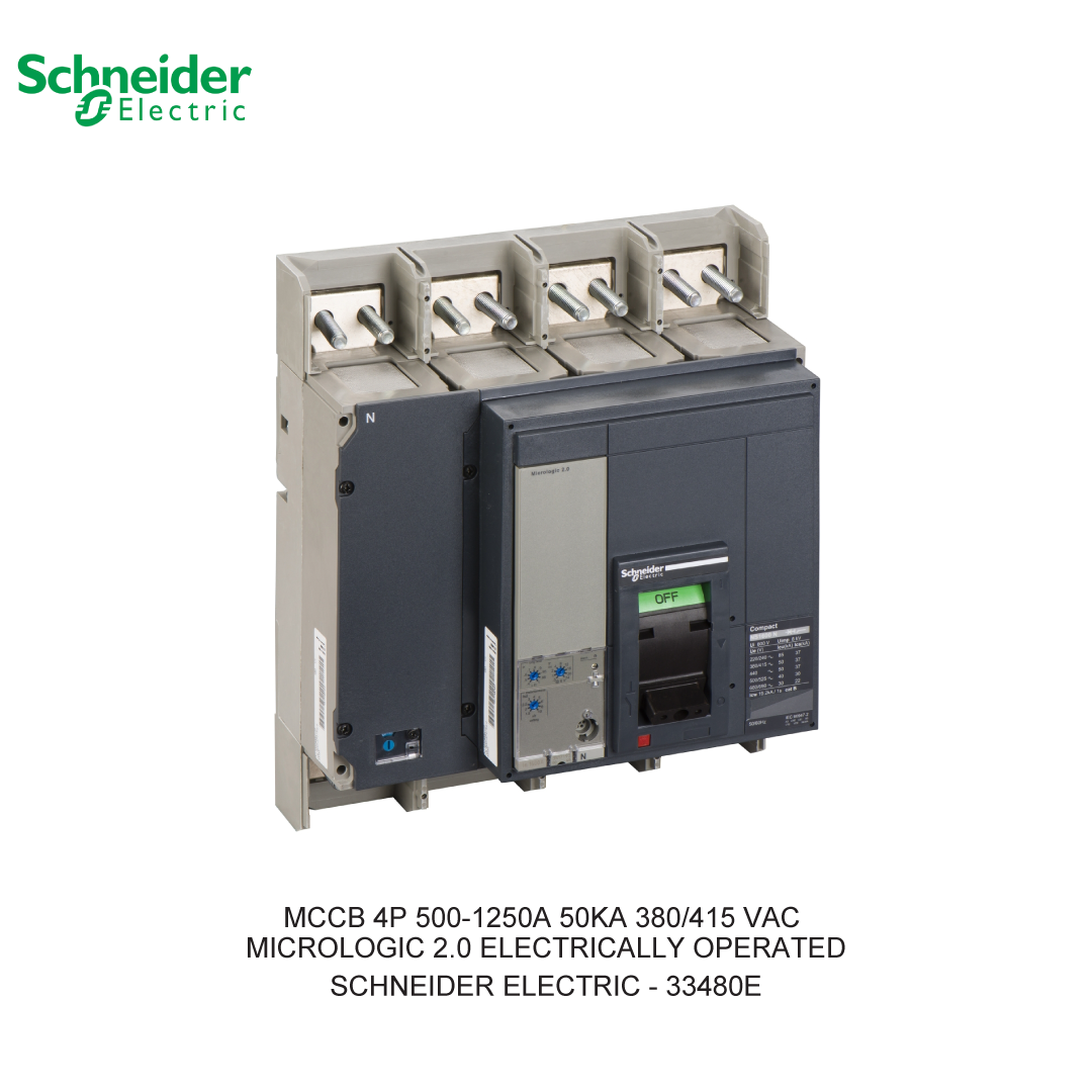 MCCB 4P 500-1250A 50KA 380/415VAC MICROLOGIC 2.0 ELECTRICALLY OPERATED