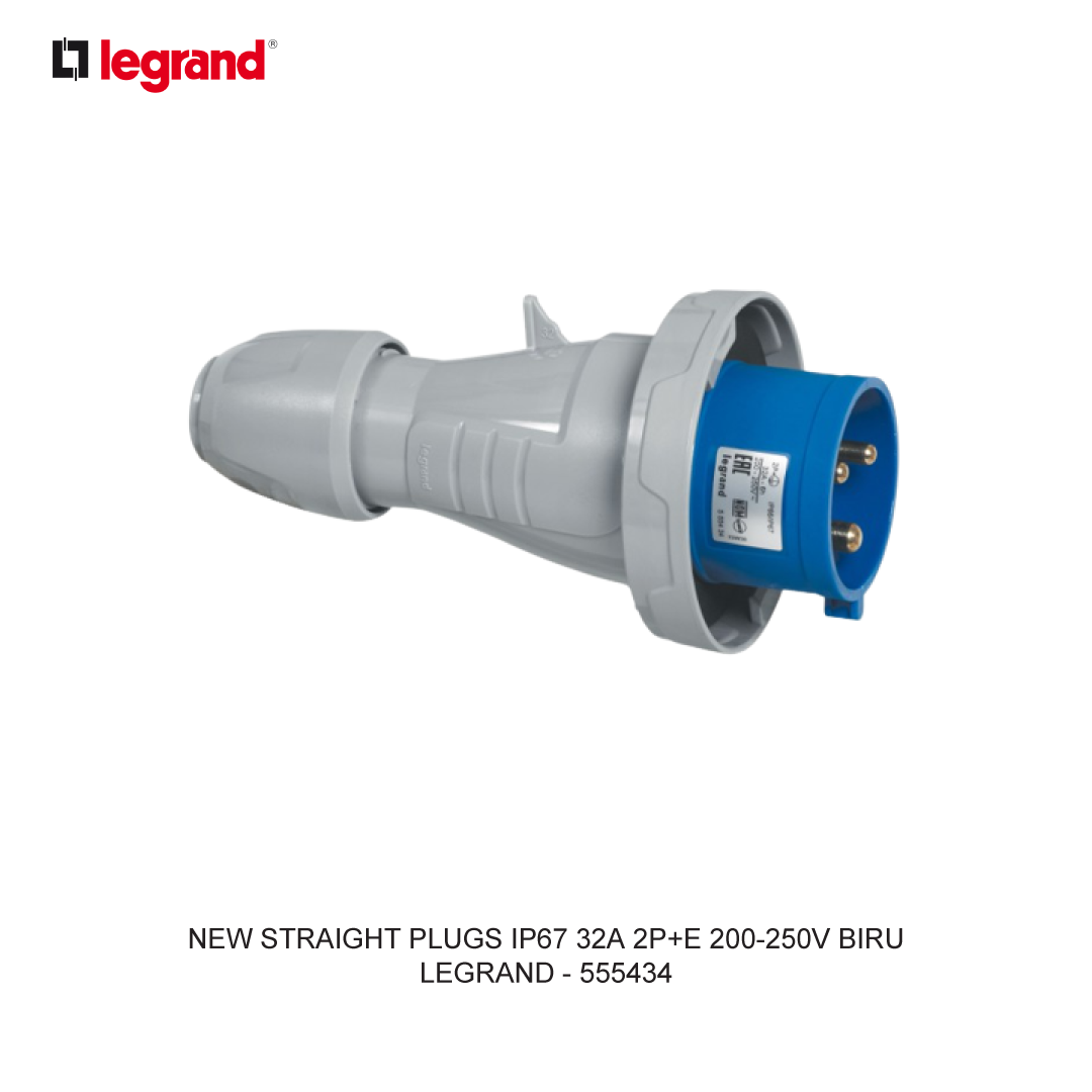 NEW STRAIGHT PLUGS IP67 32A 2P+E 200-250V BIRU