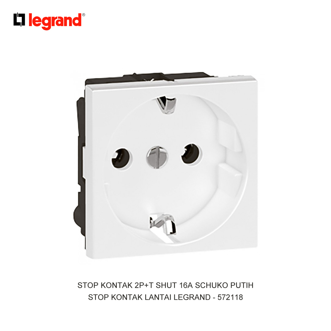 SOCKET 2P+T SHUT 16A SCHUKO WHITE