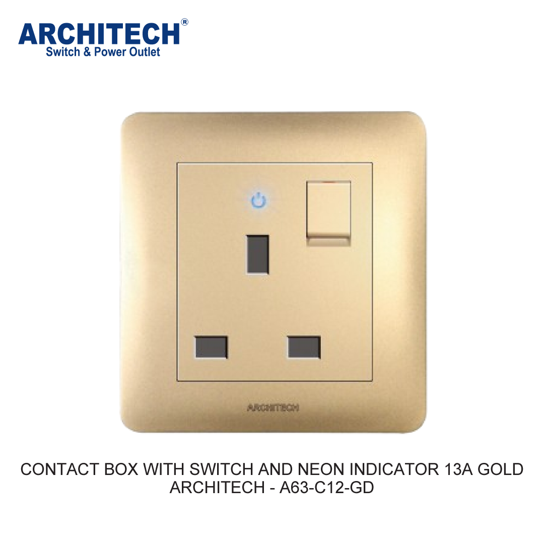 KOTAK KONTAK DENGAN SAKELAR DAN INDIKATOR NEON 13A EMAS