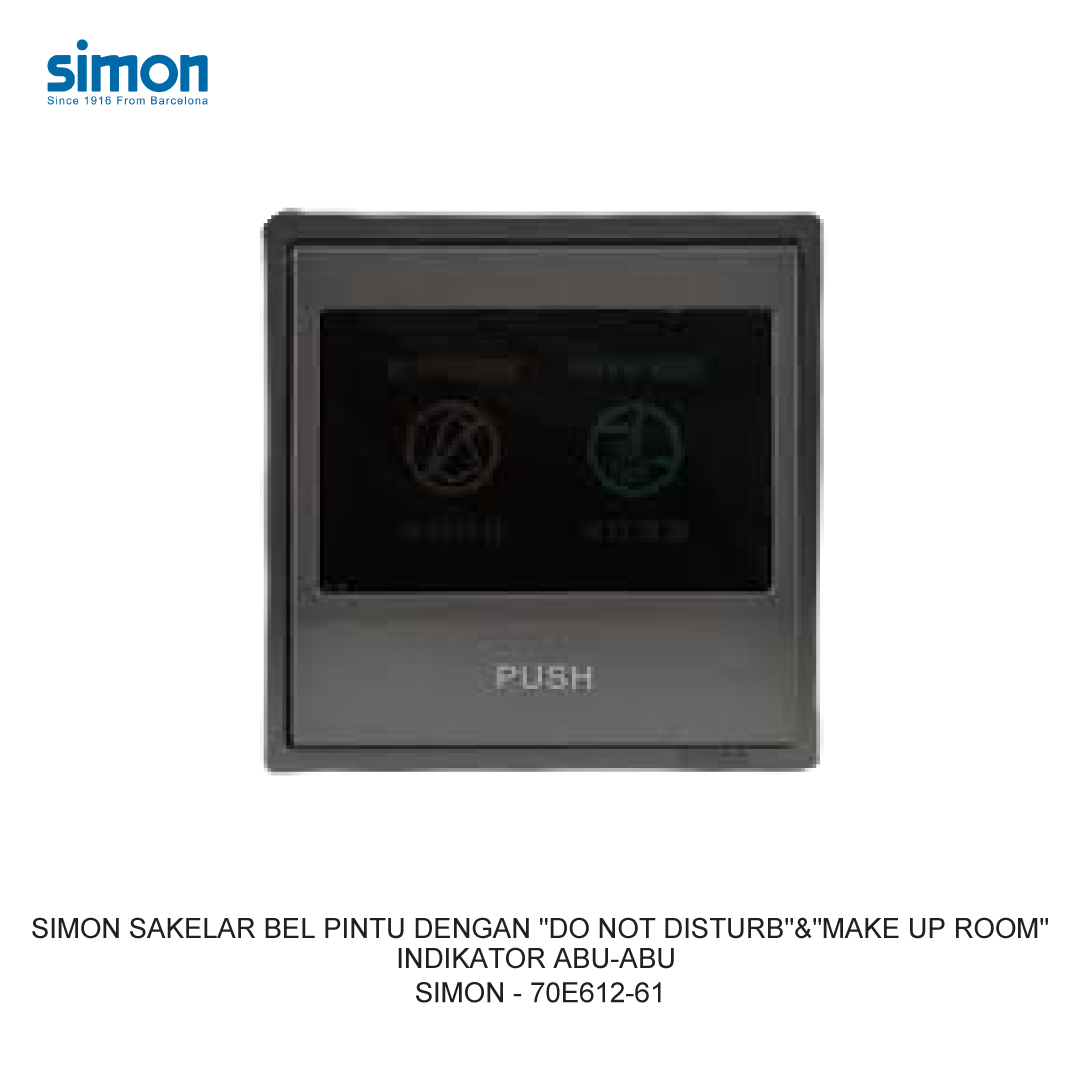 SIMON i7 SAKELAR BEL PINTU DENGAN "DO NOT DISTURB"&"MAKE UP ROOM" INDIKATOR GREY