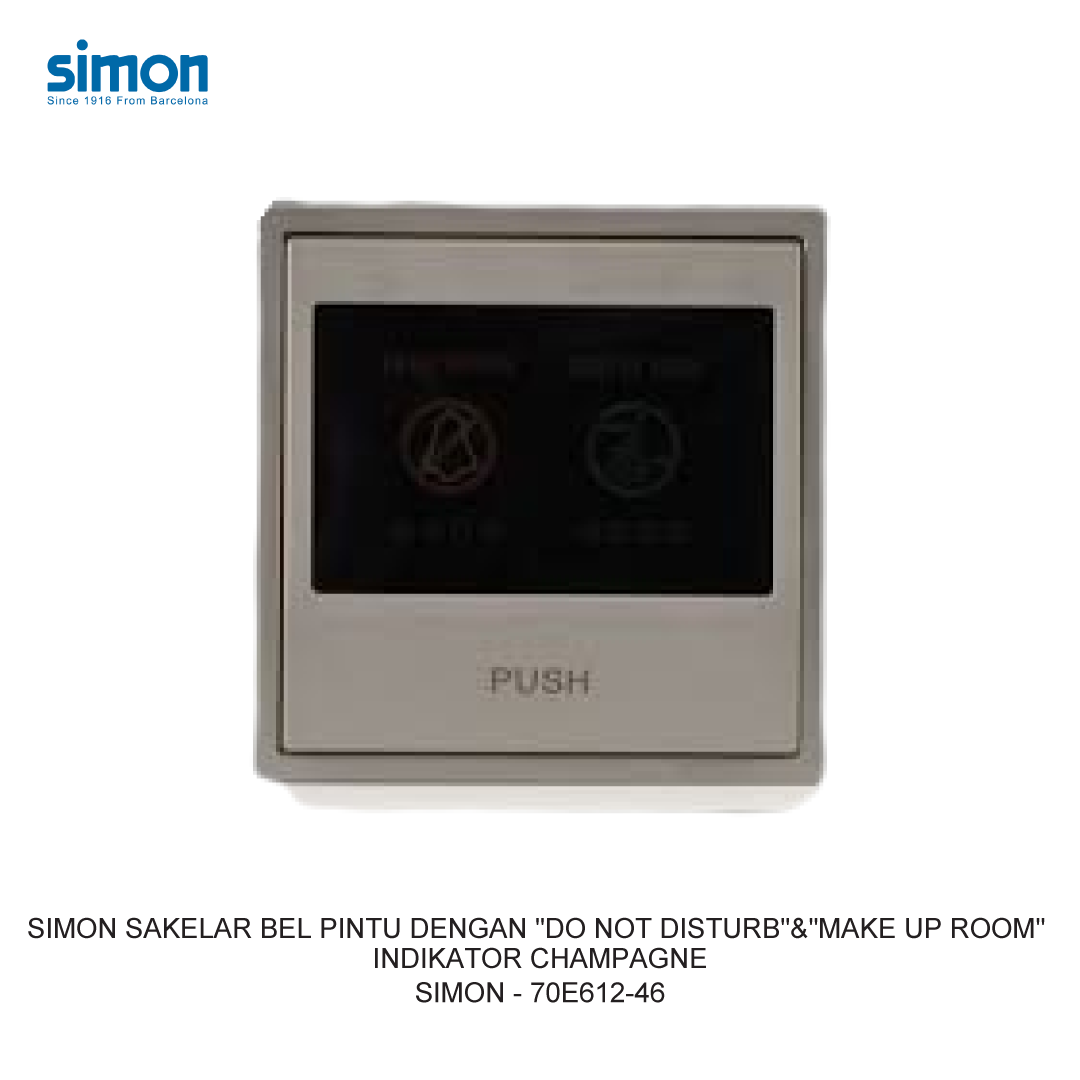SIMON i7 SAKELAR BEL PINTU DENGAN "DO NOT DISTURB"&"MAKE UP ROOM" INDIKATOR CHAMPAGNE