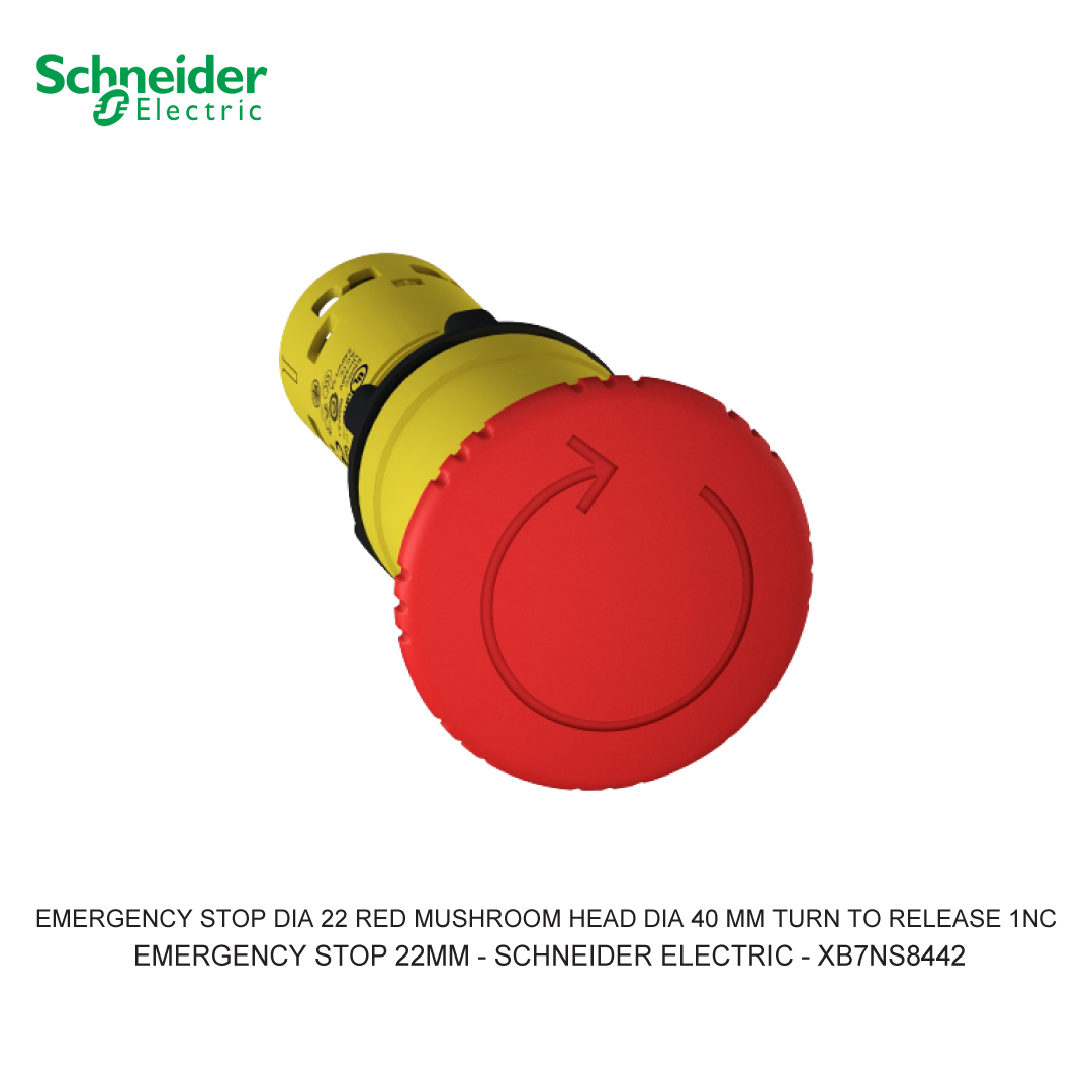 EMERGENCY STOP DIA 22 RED MUSHROOM HEAD DIA 40 MM TURN TO RELEASE 1NC