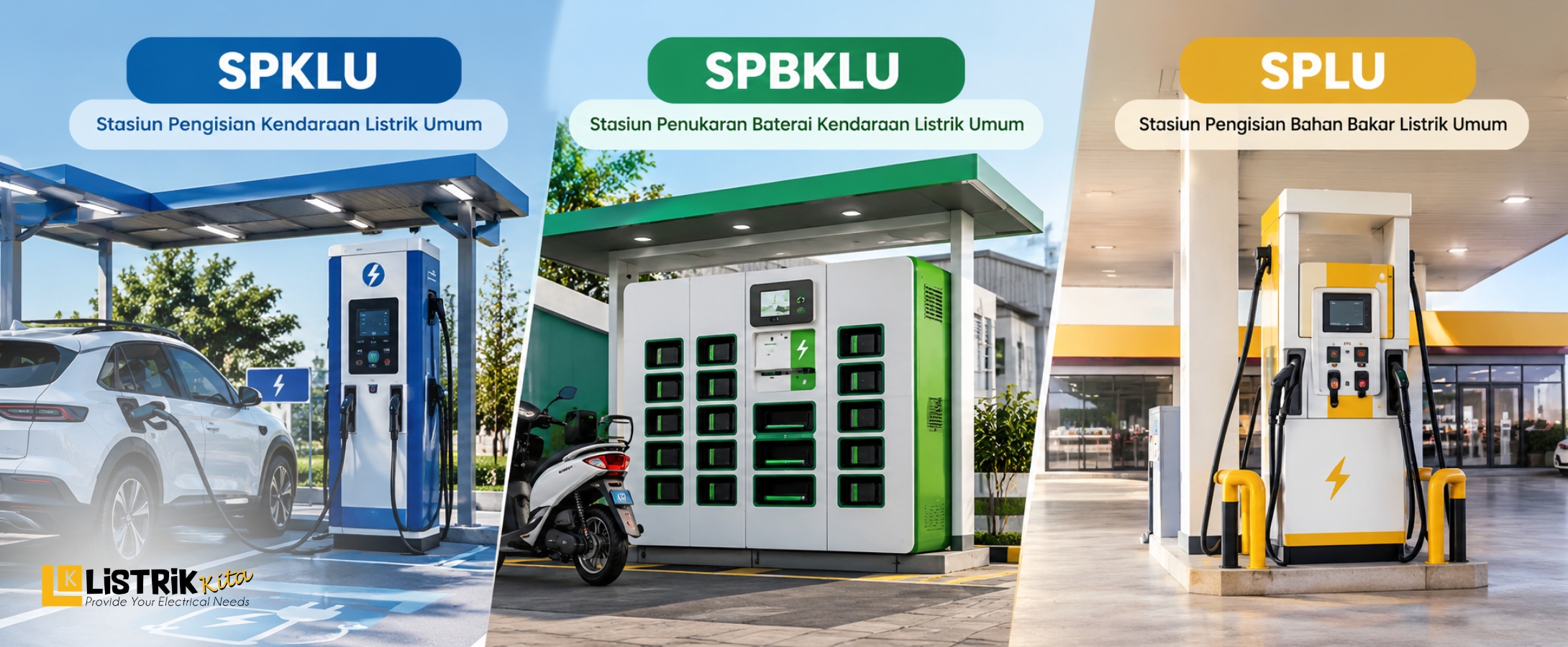 Apa Perbedaan SPKLU, SPBKLU, dan SPLU?