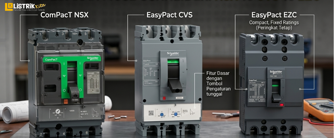 Perbedaan MCCB Schneider: NSX vs CVS vs EZC