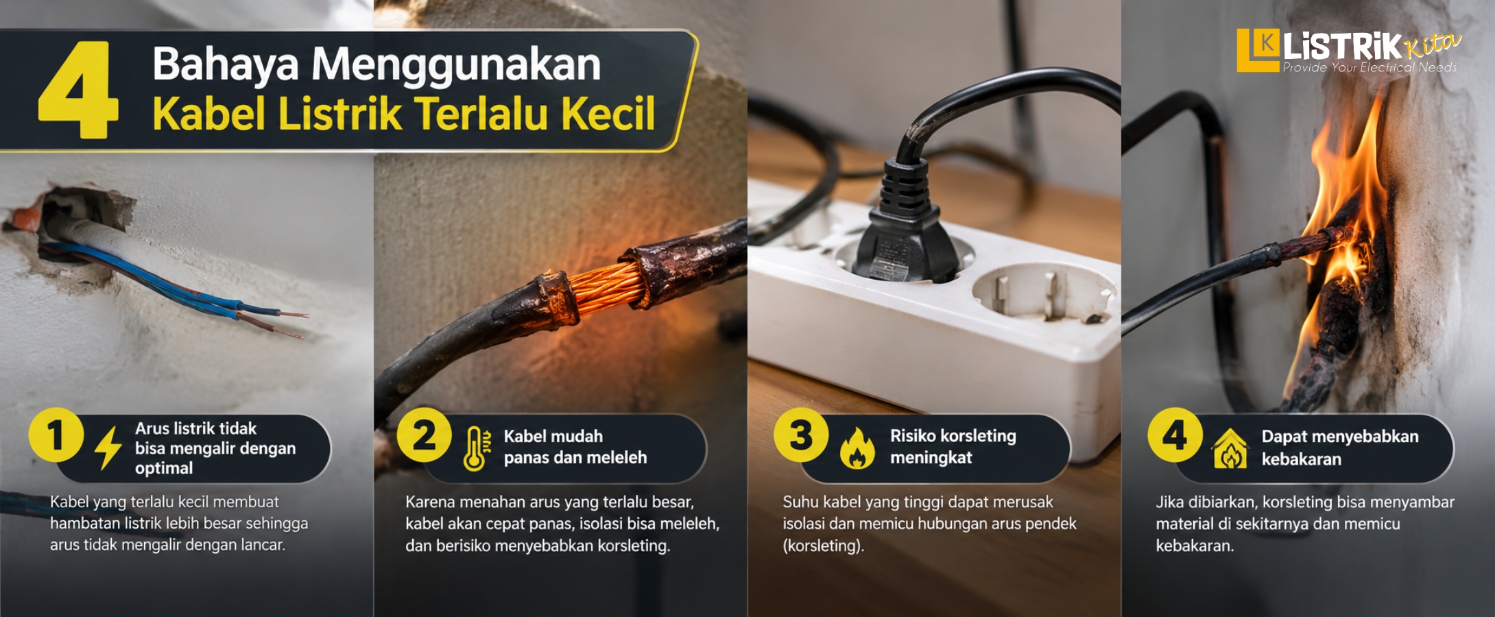 4 Bahaya Menggunakan Kabel Listrik Terlalu Kecil