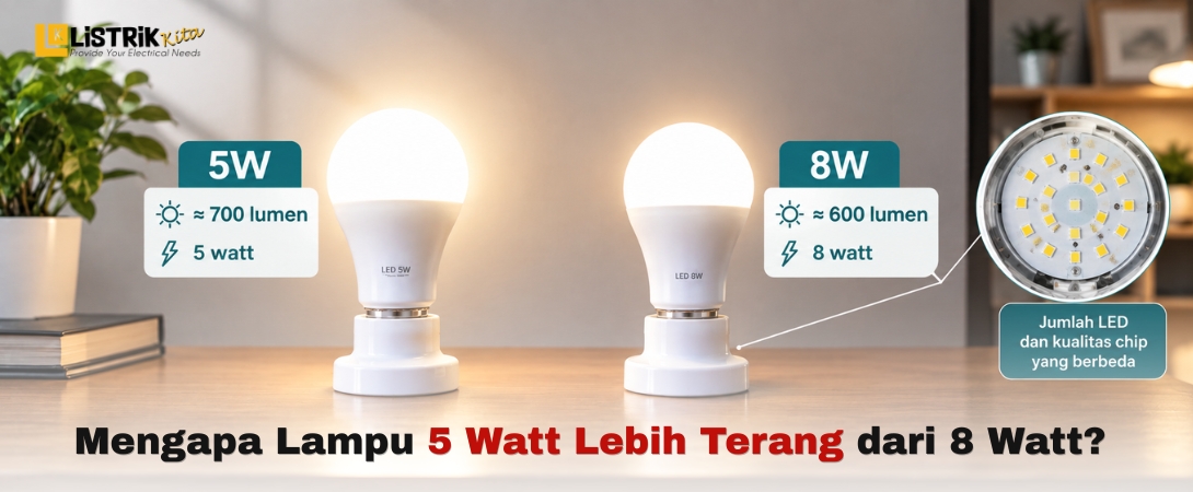 Mengapa Lampu 5 Watt Lebih Terang dari 8 Watt?